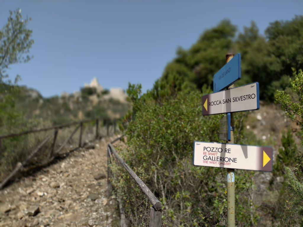 Road to Rocca San Silvestro medieval castle