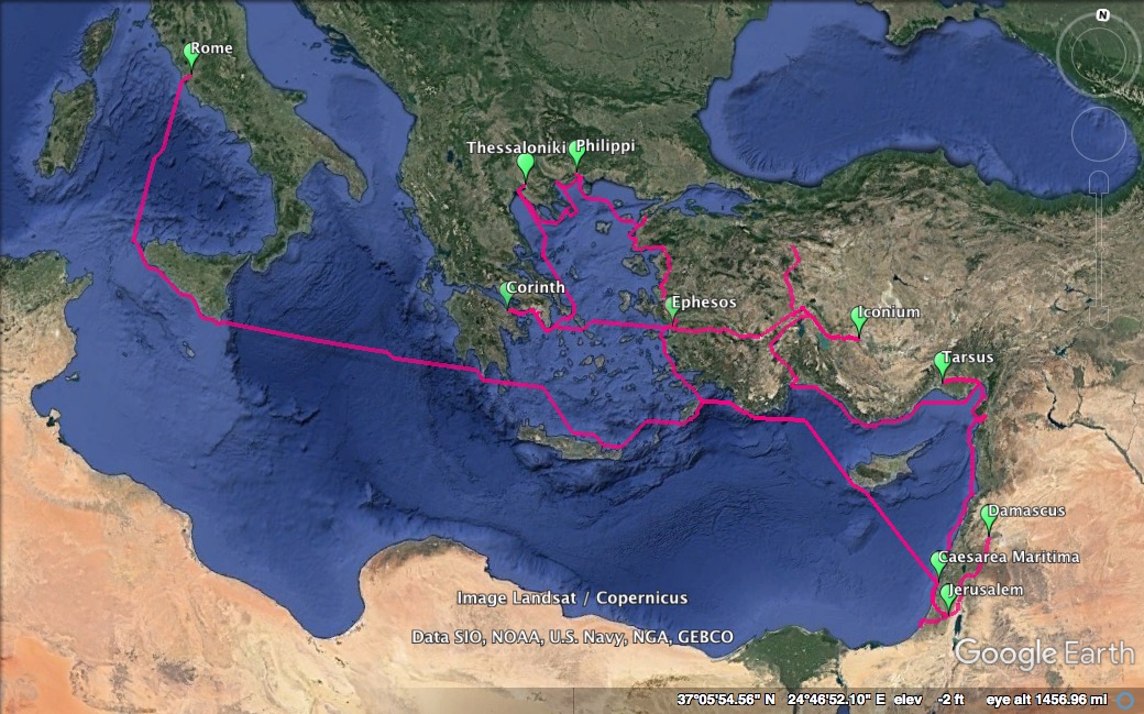 Paths of travel in Acts