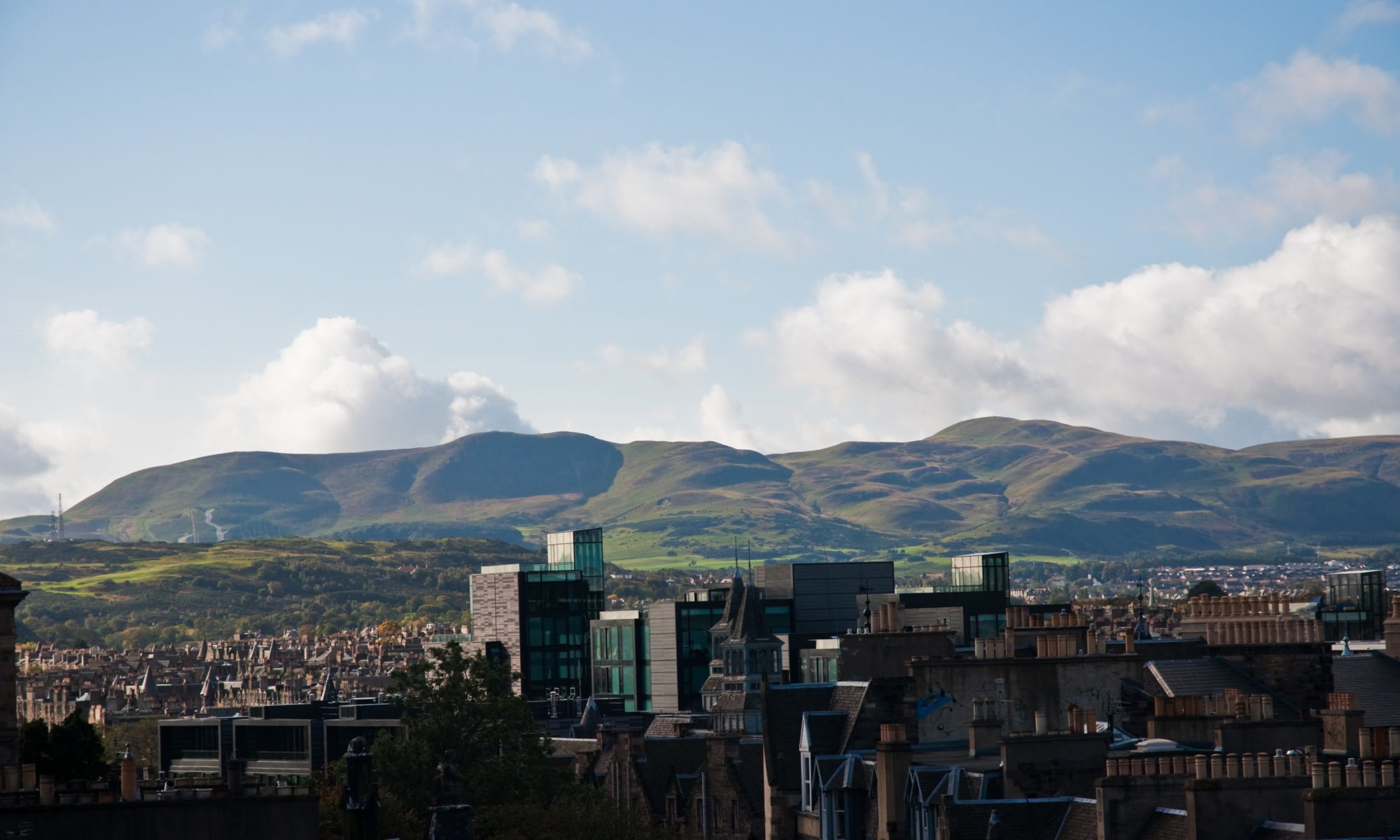 Edinburgh cityscape with the Pentland Hills in the background
