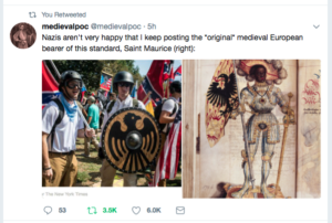 Screenshot of tweet showing the heraldic symbol of St Maurice