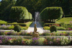 Image of Wharton's garden with pleached trees