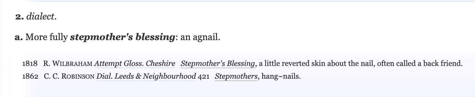 screenshot of OED entry