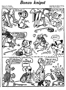 George E. Studdy, "Bozo takes a snap," Illustrierte Wochenpost 30 Nov. 1928, p. 3