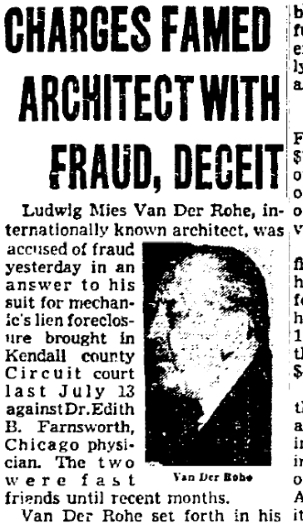 Chicago Tribune article Charges Famed Architect Oct 30 51