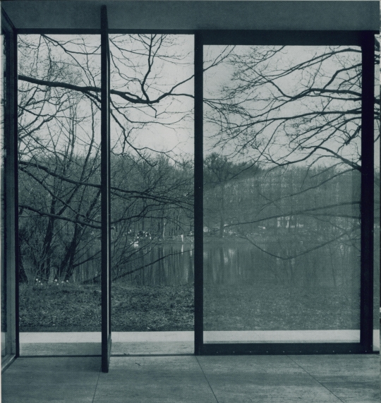 Farnsworth House porch with pivot door