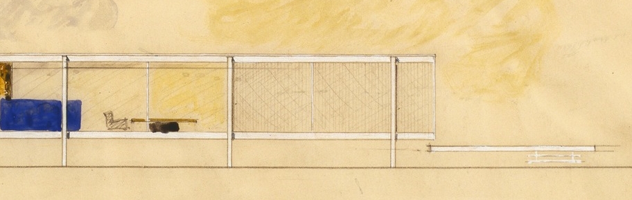 Detail of Farnsworth House watercolor elevation