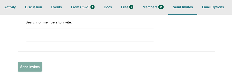 The Send Invites screen