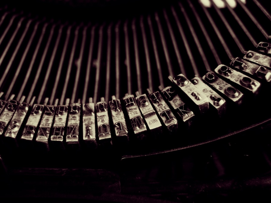 close up of typewriter letters