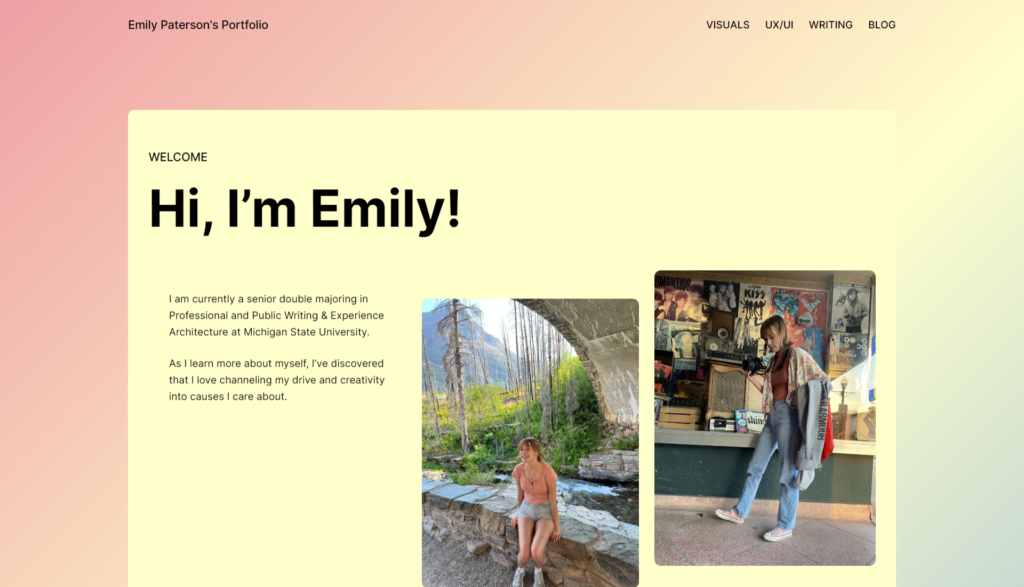 Screenshot of Emily's Portfolio
