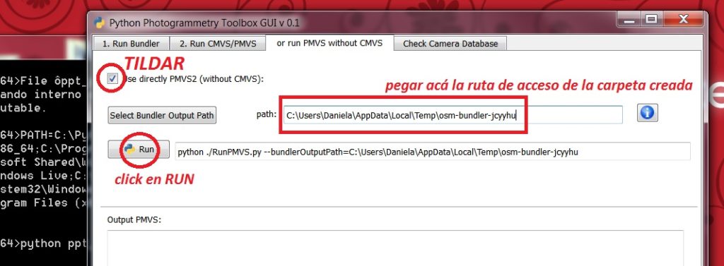 Uso de la opción PMVS. CCBY Daniela N. Ávido