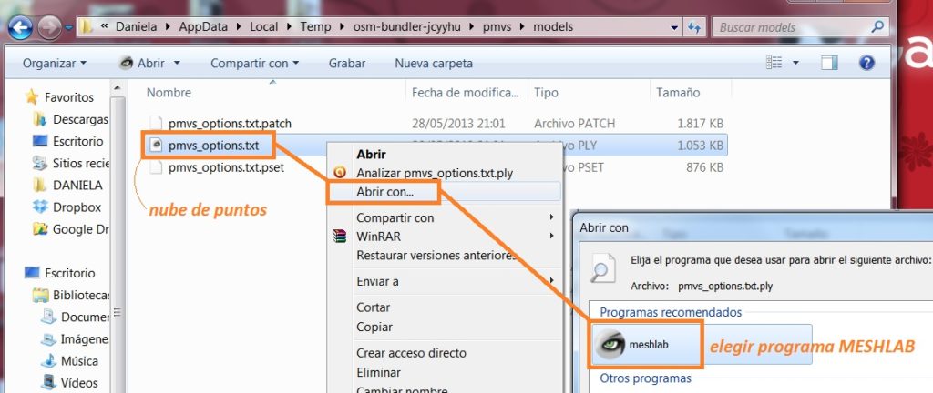 Abrir la nube de puntos con Meshlab. CCBY Daniela N. Ávido
