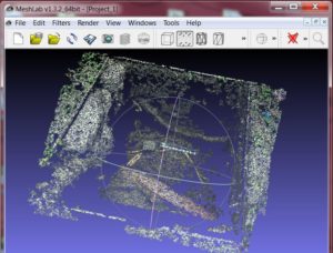 Ejemplo de otra nube de puntos vista en Meshlab. CCBY Daniela N. Ávido