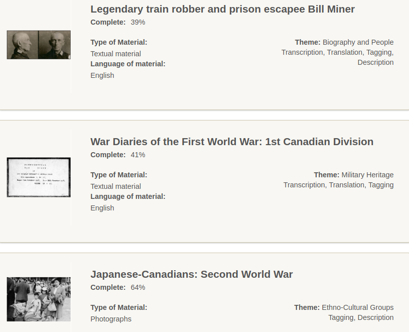 Screen shot of the "Challenges" page on the LAC website