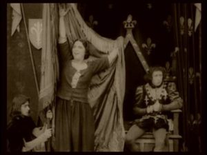 Stealing the limelight: Joan rallies the troops.