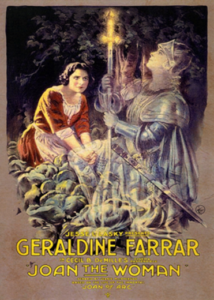 Promotional posters for Joan the Woman emphasise both the star and the duality of her iconography.