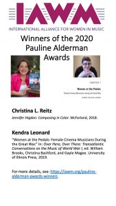 posted showing the images of two women and announcing the winners of the Pauline Alderman Award