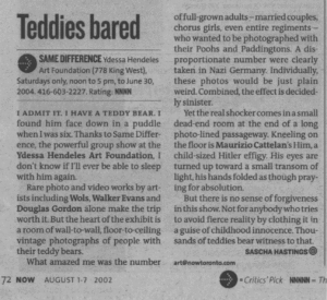 Teddies Bared by Sascha Hastings - review of a 2002 show at Ydessa Hendeles Art Foundation