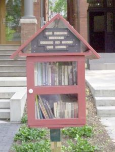 free little library howland street toronto - scrabble lettering - medium shot