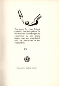 colophon - John Robert Colombo 1974 chapbook - The Great Collage