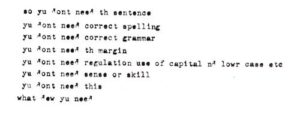 scan from bill bissett what fuckan theory: a study uv language -- the don't with broken letter