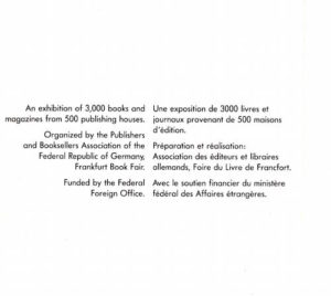 ephemera - face back - colophon- Frankfurt book fair