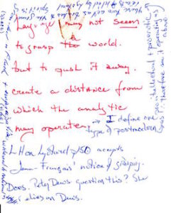 handwritten note in two inks