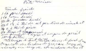 recipe card - handwritten - pate maison