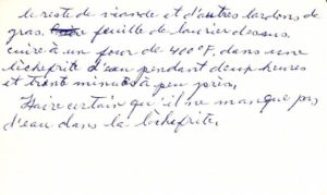 recipe card - handwritten - pate maison (cont'd)