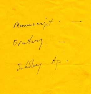 note: manuscript oratory scholary ap.