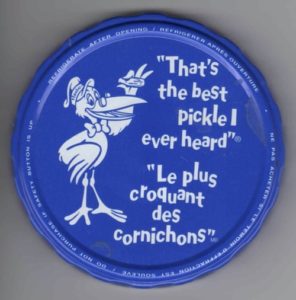 French and English tag lines advertising pickles
