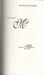Title Page - The Proustian Fabric: Associations of Memory by Christie McDonald