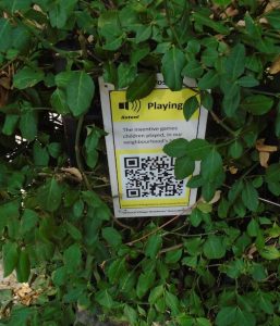 Sign for the Harbord Village Oral History Project - "Playing"