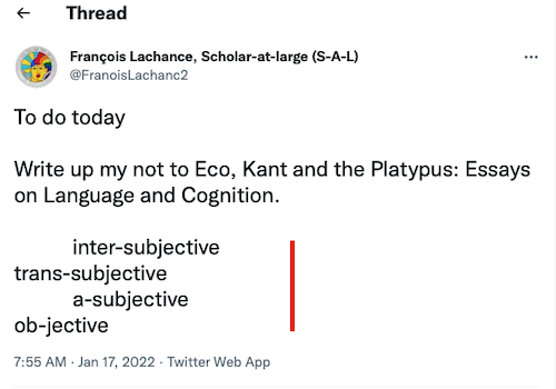 Screenshot Twitter Feed 17.01.2022 -- a nod/note captured as -not- -- inter-subjective | trans-subjective | a-subjective | ob-jective