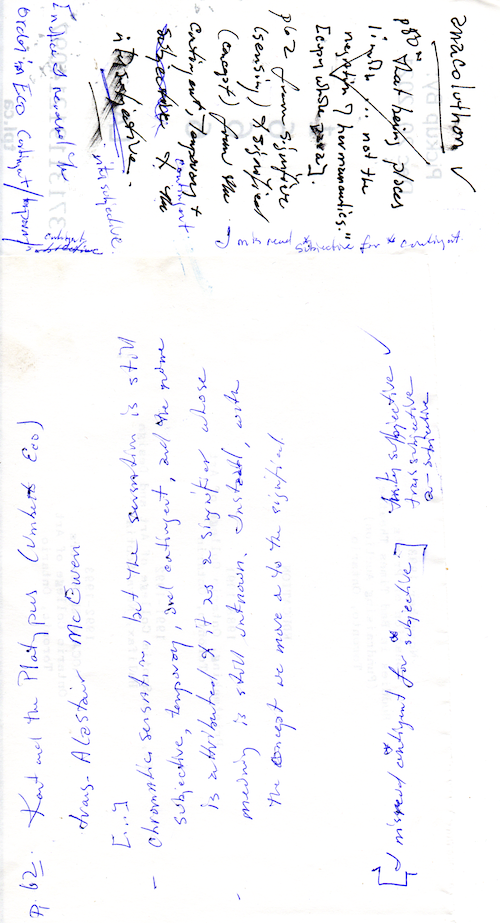 Notes taken on several occasions from December 2021 to mid January 2022 - not anacoluthon at head -- this was about missing the unexpected