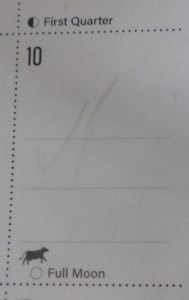 Detail from calendar from Dairy Farmers of Canada - cow over moon