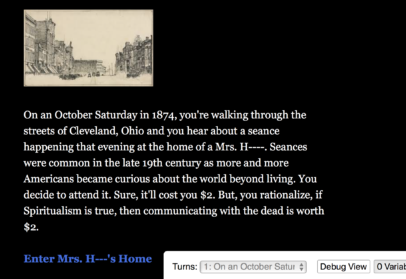 A Twine passage in game mode