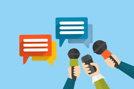 Image of microphones and text caption boxes