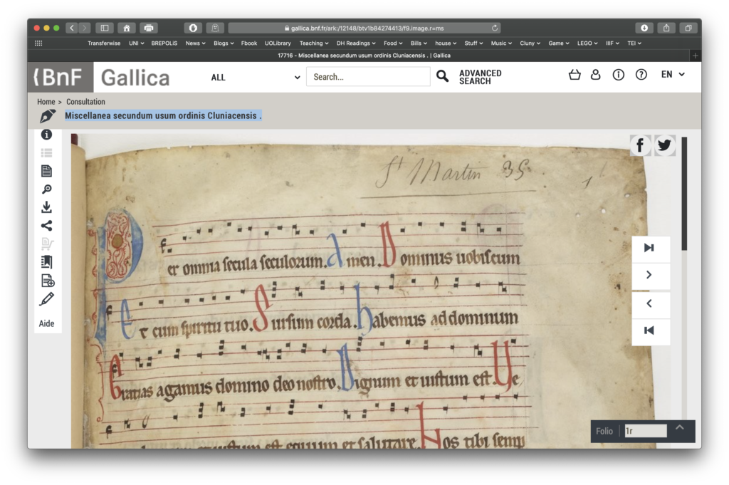 Screenshoot of the Gallica display of BNF, ms latin 17716