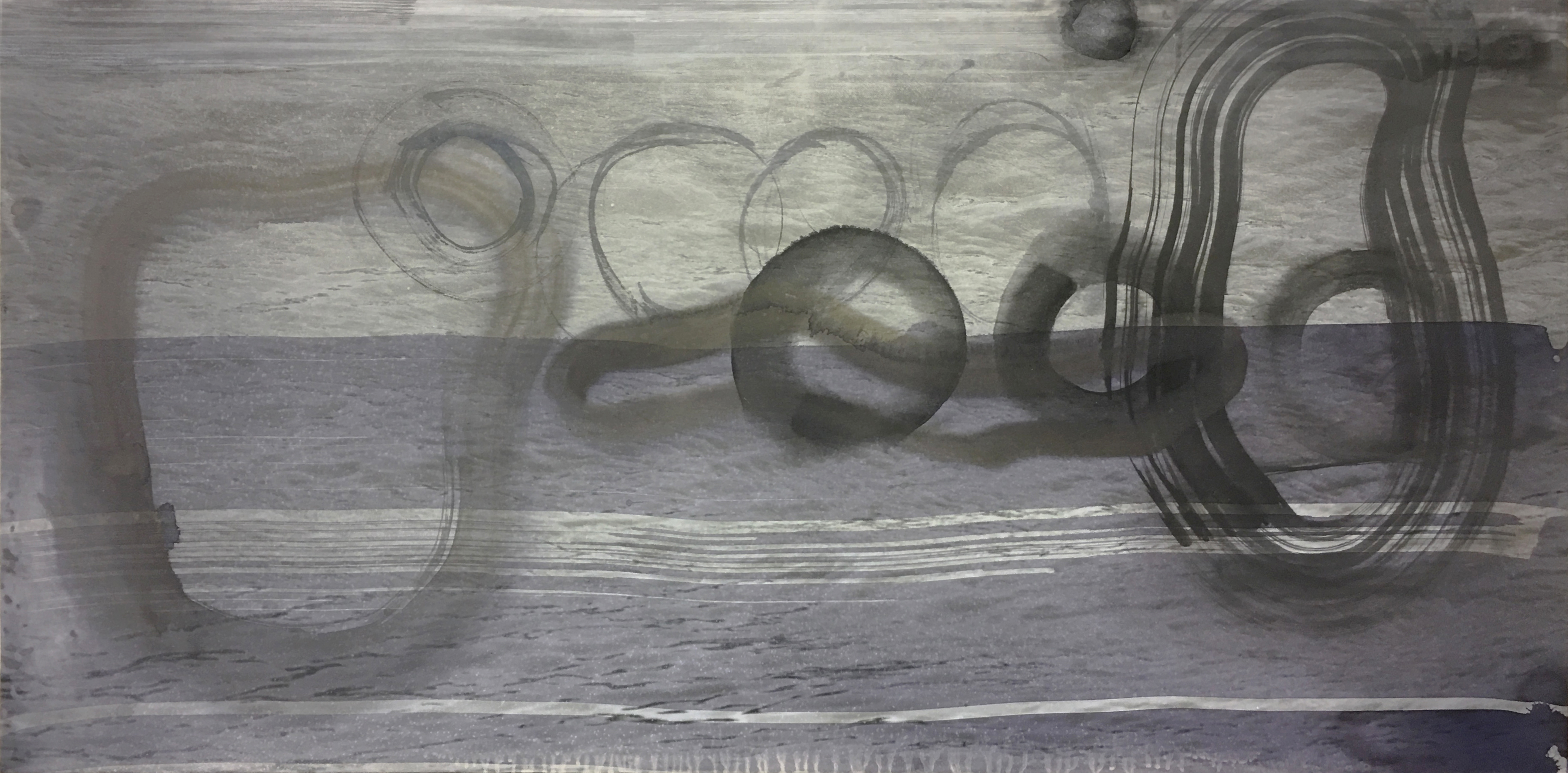 Thames Narratives 2nd series - ii, 2019 Giclee print and acrylic on canvas 127cm x 63.5cm