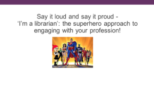 Superhero Librarian Roadshow title slide