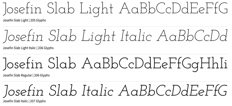 Algumas versões do tipo de letra