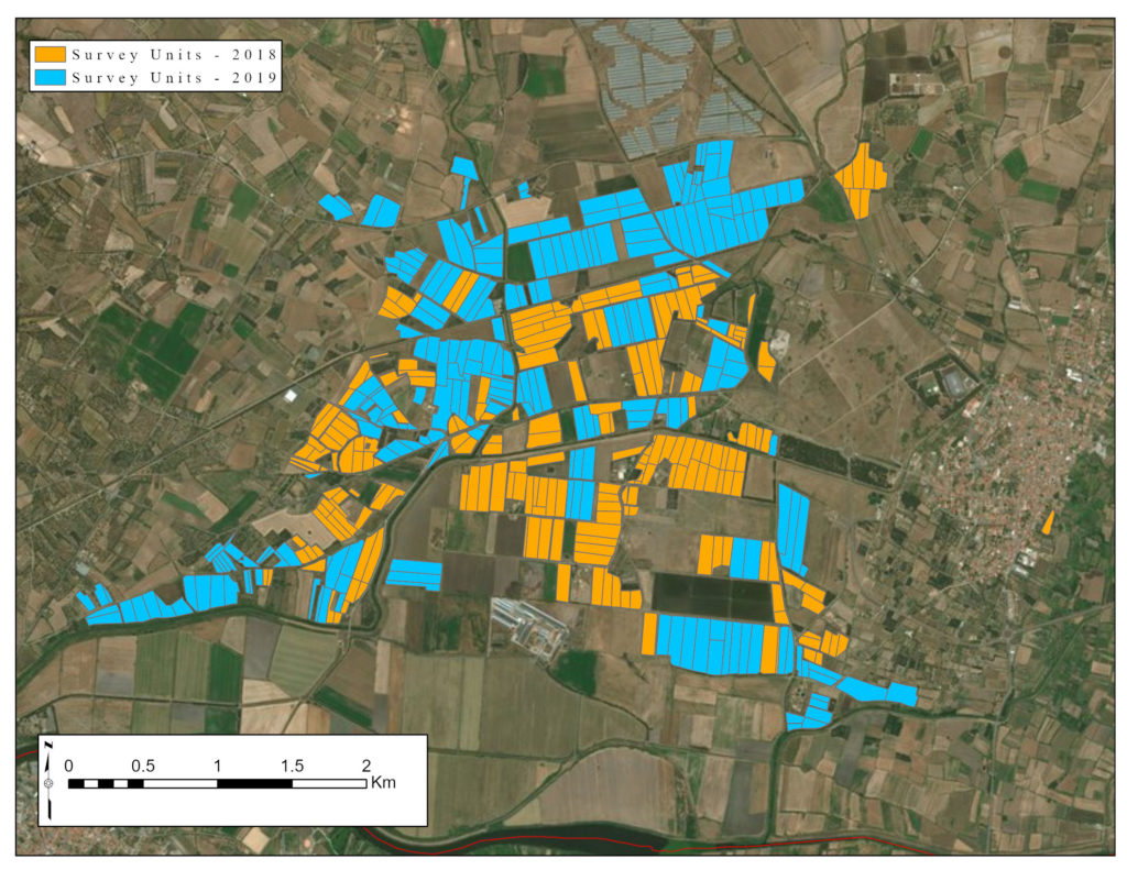Units surveyed by SAP in 2018 (yellow) and 2019 (blue).
