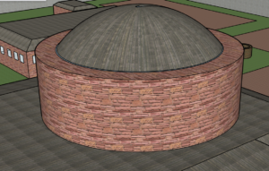 side view of 3D model dome
