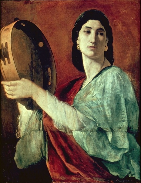 Painting of woman with tambourine, by Anselm Feuerbach