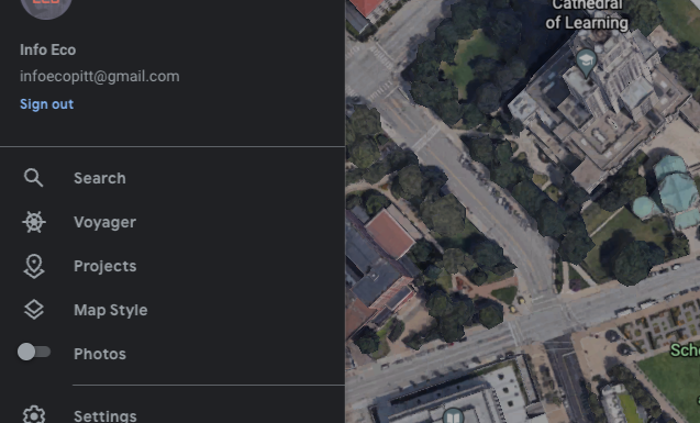 Screen shot of Google Earth Interface