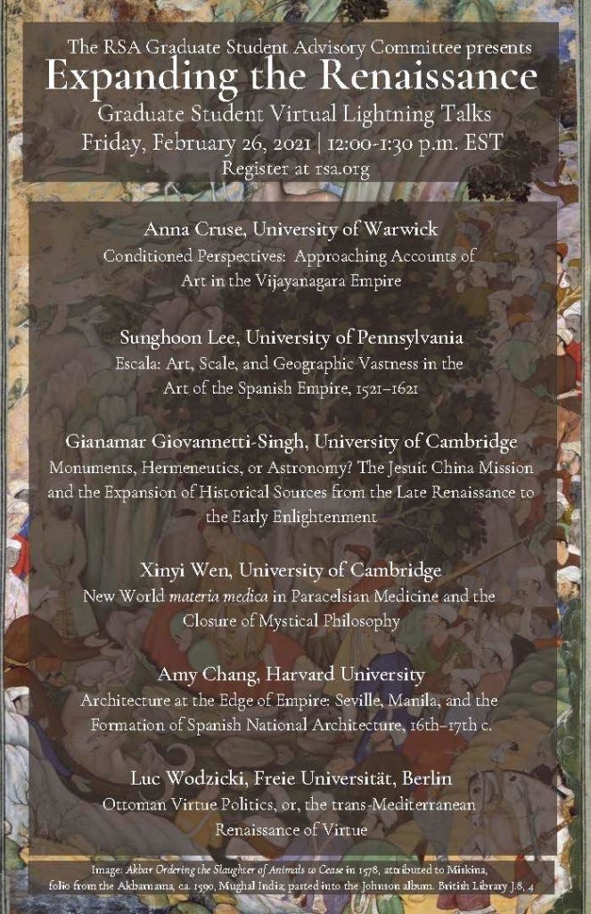 Expanding the Renaissance: Graduate Student Virtual Lightning Talks