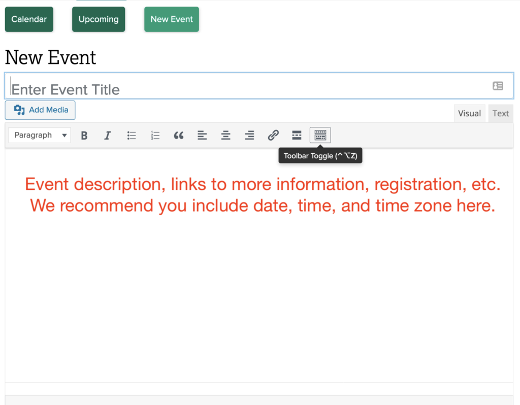Add event title and description