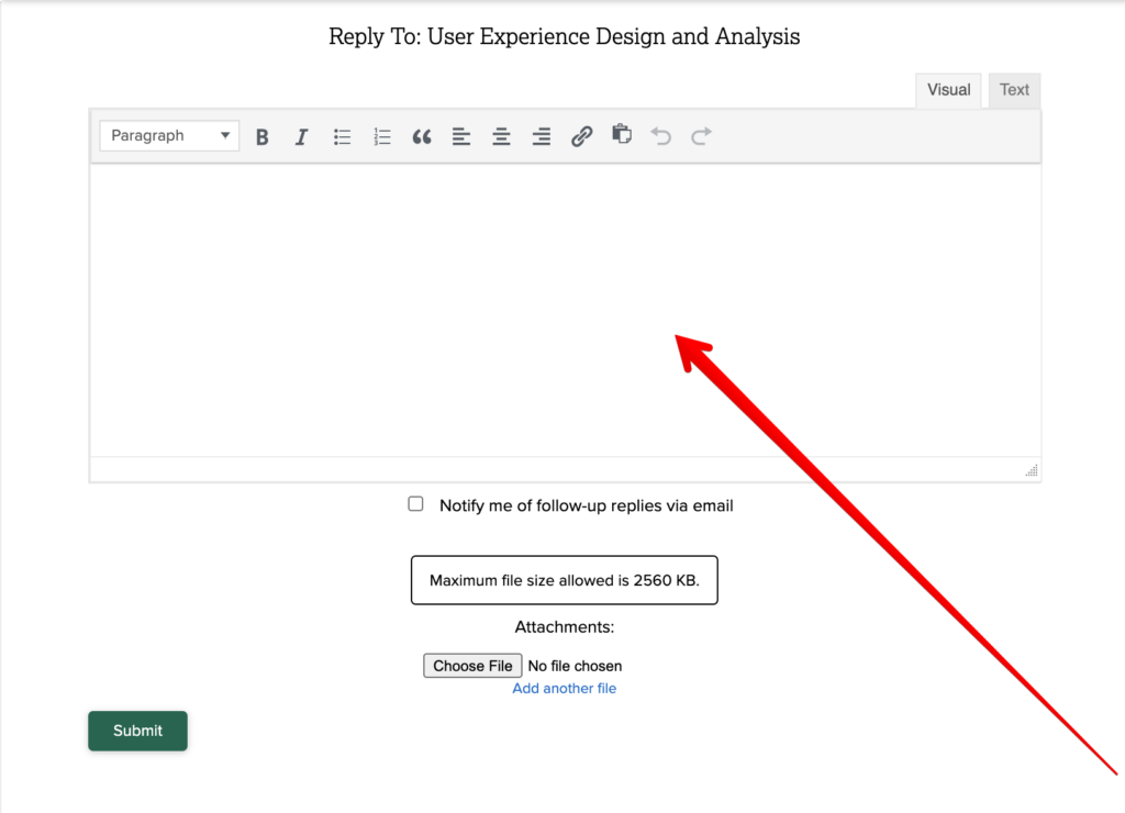 Image shows closeup of Text Box with a red arrow pointing to it