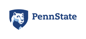 A white Nittany Lion appears on a blue shield next to the words Penn State