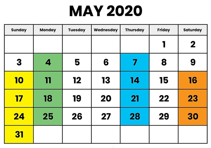 May 2020 Calendar